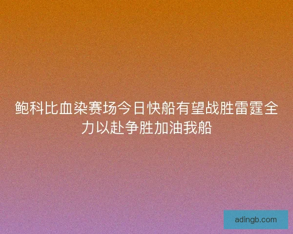 鲍科比血染赛场今日快船有望战胜雷霆全力以赴争胜加油我船